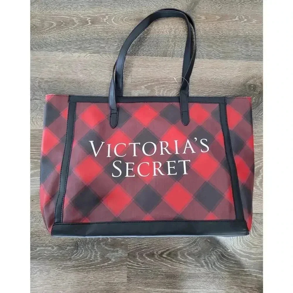 Victoria's Secret Hand Bag Christmas Plaid Large tote #7 - Picture 1 of 5